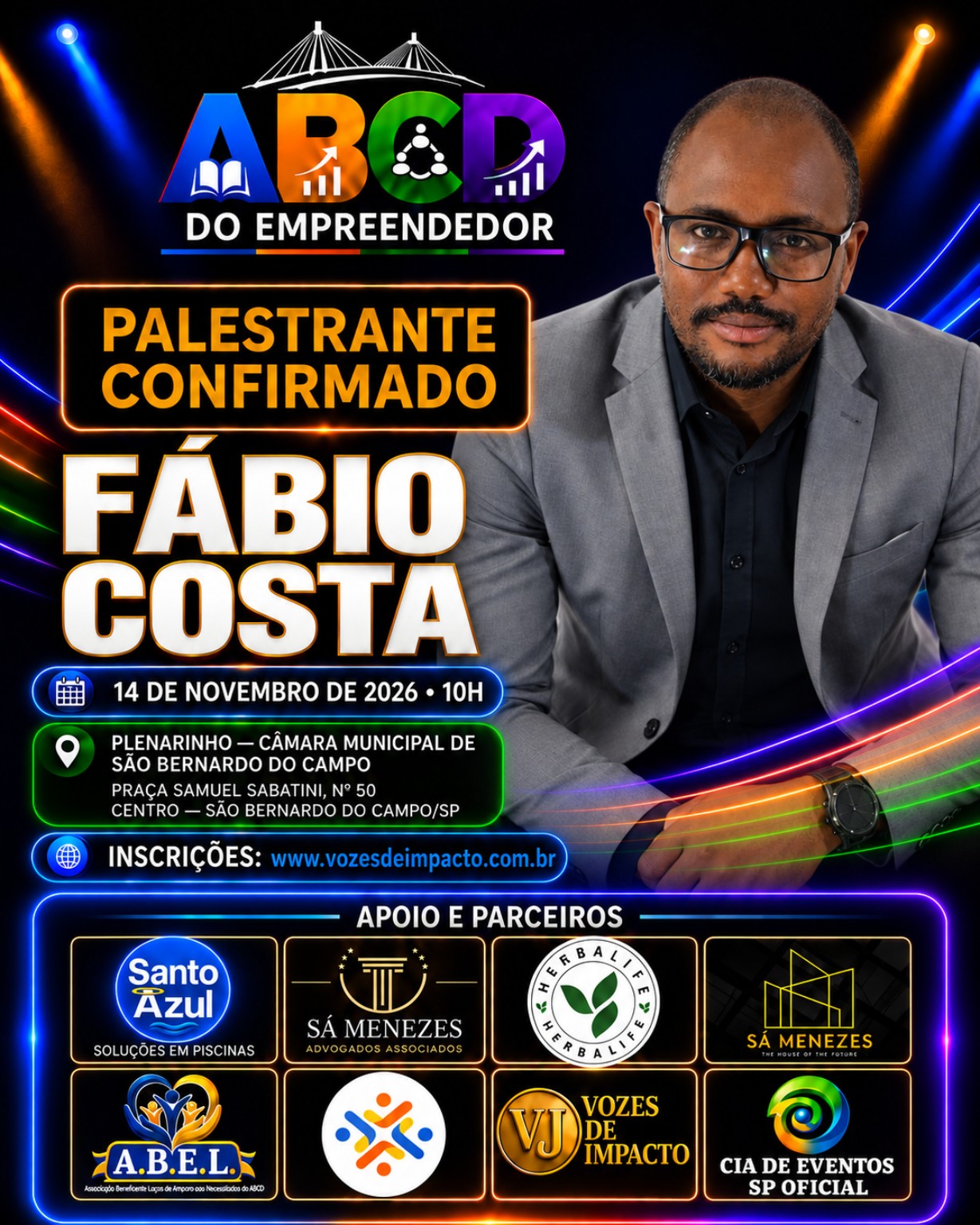 Card de Fábio Costa no ABCD do Empreendedor